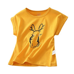 Kids Boys Girls Summer T Shirt Rabbit Print Short Sleeve Baby T-shirts Cotton Children's T-shirt O-neck Tee Tops Boy Cloth 2-7Y