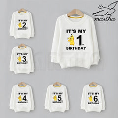 Kids Pokemon Go Pikachu Birthday Sweatshirts Cartoon Funny Printing Sweatshirts Children Cute Sweatshirts Baby Birthday Present