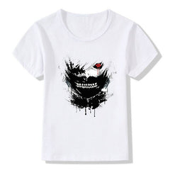TEESCLUB Children Anime Tokyo Ghoul T-shirt Kid Ken Kaneki Pirnting Clothing Casual Boys Girls O-neck T shirt White Tops