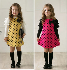 autumn spring children clothing girls polka dot dress Toddler Casual long-sleeve kids girls princess dress