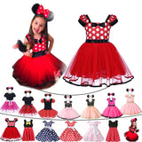 Baby Girl Cute Minnie Mouse Clothing Above Knee Mini Falda Toddler Polka Kid Summer Party Tulle Dress Mickey Clothes Child Frock