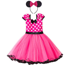 Baby Girl Cute Minnie Mouse Clothing Above Knee Mini Falda Toddler Polka Kid Summer Party Tulle Dress Mickey Clothes Child Frock