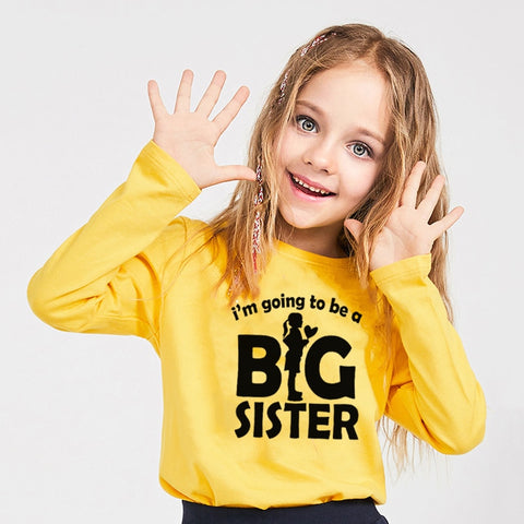 I'm Going To Be A Big Sister Funny Kids Girls Long Sleeve T Shirt Big Girl Announcement Shirts Fashion Casual Children Tees Tops