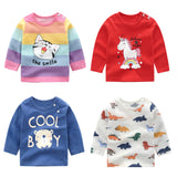 Unisex 6M-5T Autumn Winter Cotton T shirt Cartoon Long Sleeve Baby Boys Girls Tees Kids Children Casual Clothing O-Neck Clothes