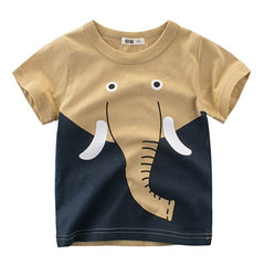 2019 Summer Children Boy Animal Printing Elephant Giraffe Lions Short Sleeve T-shirt Kids Fashion Casual Tops