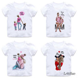 Mother's Lover Super Mom and Daughter Prints Sweet Little Girls T-shirt 2 To 12 Years Birthday Gifts Soft Cotton Kids T Shirt