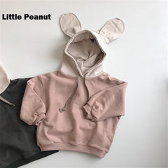 EnkeliBB Korean Baby Boys Lovely Mouse Ear Sweatshirt Kids Girl Winter Fleece Hoody Children Solid Loose Sweatshirt With Hoodies