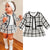 New Fashion Baby Girls Clothes Girls Dresses Kids Plaid Jacket Clothes Girls Ruffle Outfits Birthday Party Plaid Coat Tops+Dress