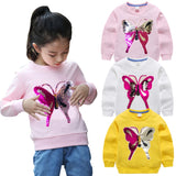 Baby Girls Sweatshirts Color Change Butterfly Winter Spring Autumn Children Hoodies Long Sleeves Sweater Kids T-shirt Clothes