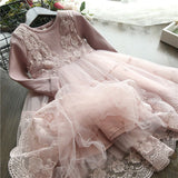 Girls Flower 2019 Fashion Children's Clothing Lace Princess Party Fluffy Cake Smash Dress Kids Baby Long Sleeve Dresses Clothes