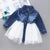 Kid Girls Long Sleeve Tulle Princess Denim Dress Baby Girl Summer Clothes Lace Splicing Tutu Dresses Party Turn-Down Collar Robe