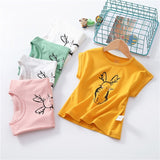 Kids Boys Girls Summer T Shirt Rabbit Print Short Sleeve Baby T-shirts Cotton Children's T-shirt O-neck Tee Tops Boy Cloth 2-7Y