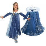 New Elsa Dresses for Girls Princess Dess Anna Elsa Cosplay Kids Costume Snow Print Party Dress Vestidos Children Girls Clothing