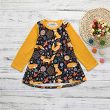 Infant Baby Girls Autumn Winter Dress Children Cartoon Fox Floral Print Patchwork Long Sleeve Sun Desses Kids Clothes 12M-5T A20