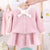 Autumn Print Girls Desses Fashion Ice Cream Sweater Pleated Dress Suit 2Pcs Baby Girls Suits Kids Outfits Sweet Kids Clothes