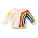 Fashion Rainbow Sun Print Baby Girls Kids T-Shirt Clothes Cotton Blouse Sweater Sweatshirt Cardigan