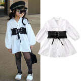 New 2020 Toddler Kids Baby Girls Clothes Long Puff Sleeve Wasit Shirt Top Dress Outfit