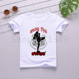 Fighting Muay Thai Fight T Shirt Cartoon Print T-Shirt Designer Children Kids T Shirts Short Sleeved Child Clothes