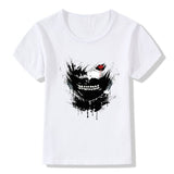 TEESCLUB Children Anime Tokyo Ghoul T-shirt Kid Ken Kaneki Pirnting Clothing Casual Boys Girls O-neck T shirt White Tops