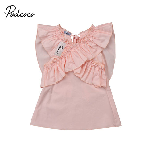 Kids Baby Girls Dress Toddler Kids Baby Girl Ruffle Princess Mini Dress Clothes Outfits Summer Solid Desses 0-4T