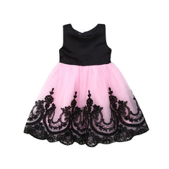 Kids Girl Big Bow Princess Dress Formal Sleeveless Lace Tulle Tutu Wedding Party Dresses Girl Back Hollow Out Ball Gown 1-6Y