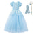 Girls Cinderella Dress up Cosplay Costumes Kids Puff Sleeve Embroidery Blue Clothes Child Christmas Birthday Princess Dresses