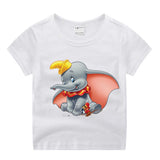 Baby Boy Girl Dumbo Funny Cartoon Print Elephant T Shirt Kids Summer O-Neck Tops Little Girl Tshirt Casual Children Clothing