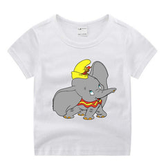 Baby Boy Girl Dumbo Funny Cartoon Print Elephant T Shirt Kids Summer O-Neck Tops Little Girl Tshirt Casual Children Clothing